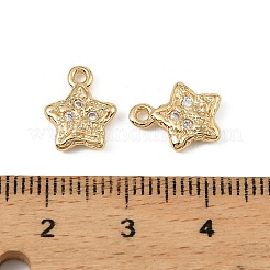 真鍮製マイクロパヴェキュービックジルコニアペンダント  スターのチャーム  18KGP本金メッキ  11.5x9.5x2.5mm  穴：1.4mm&nbsp;KK-D106-13G
