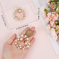 プラスチック模造真珠の靴の装飾  取り外し可能な靴のバックル クリップ  合金パーツ  花輪  ゴールドカラー  54x51.5x15mm  2個/箱&nbsp;FIND-GF0004-99