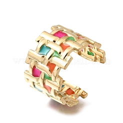 304 Stainless Steel Enamel Cuff Open Rings for Women&nbsp;RJEW-A100-04G