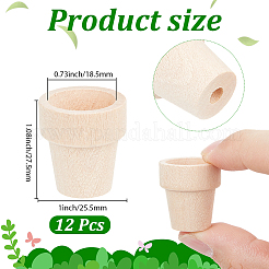 木製花瓶ミニチュア装飾品12個  ガーデンドールハウスアクセサリー  バリーウッド  25.5x27.5mm  内径：18.5mm&nbsp;DIY-GF0014-36