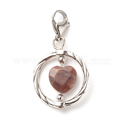 Alloy Linking Rings & Heart Natural Indian Agate Pendant Decorations&nbsp;HJEW-JM00604-03