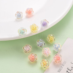 透明なアクリルビーズ  二層ビーズ  ABカラー  花  ミックスカラー  11.5x11x10.5mm  穴：2mm  約826個/500g&nbsp;TACR-T024-06B