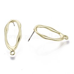 合金製スタッドピアスパーツ  ループとスチールピン付き  ティアドロップ  ライトゴールド  26x12mm  穴：1.8mm  ピン：0.7mm&nbsp;PALLOY-N150-48