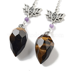 Natural Tiger Eye Teardrop Dowsing Pendulums&nbsp;G-K338-11P-04