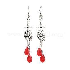 Gothic Style Sword & Heart Alloy Dangle Earrings&nbsp;EJEW-JE06626