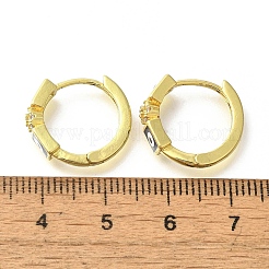 Brass Clear Cubic Zirconia Hoop Earrings&nbsp;EJEW-M047-07G