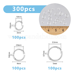 300個 3スタイル ラックメッキ真鍮オープン丸カン  ラウンド  長持ちメッキ  925銀メッキ  3~5x0.6~0.7mm  内径：1.8~3.5mm  100個/スタイル&nbsp;FIND-DC0006-44