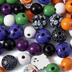 17 Style Painted Natural Wood Beads&nbsp;WOOD-KS0001-17