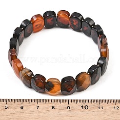 Dyed & Heated Natural Agate Oval Beaded Stretch Bracelet&nbsp;G-E010-01-30