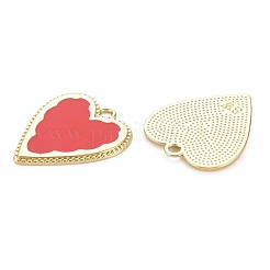メッキ合金エナメルチャームラック  カドミウムフリー＆鉛フリー  ライトゴールド  ハート  クリムゾン  25x21x1.5~2mm  穴：2mm&nbsp;PALLOY-S132-266B-RS
