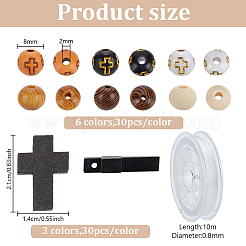 DIY Wood Round & Cross Beads Bracelets Making Kits&nbsp;DIY-HY0002-24