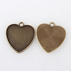Vintage Tibetan Style Alloy Heart Pendant Cabochon Settings&nbsp;TIBEP-M018-145AB-NF