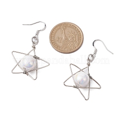 Star Copper Wire Wrapped Acrylic Dangle Earrings&nbsp;EJEW-JE05774