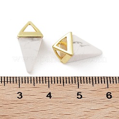 天然＆合成混合原石のペンダント  金メッキの真鍮製金具が付いた三角形のチャーム  18.5mm  穴：2x3mm&nbsp;G-A222-02G