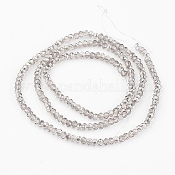 電気メッキガラスビーズ連売り  パール光沢メッキ  多面カット  ロンデル  ライトグレー  3x2mm  穴：1mm 約165~169個/連  15~16インチ（38~40cm）&nbsp;EGLA-G014-2mm-PL-B01