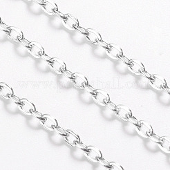 アイアン製アズキチェーン  溶接されていない  フラットオーバル  ジュエリーには人気のある  プラチナ  3x2x0.6mm&nbsp;X-CH-S041-P-LF
