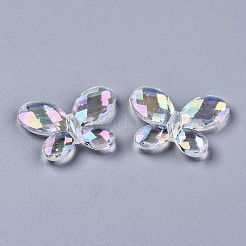 透明なアクリルビーズ  ABカラー  蝶  多面カット  クリアAB  23x29x4mm  穴：1.6mm&nbsp;X-PACR-N010-014