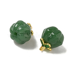 ガラスチャーム  カボチャ  黄金の合金エナメルパーツと  ティール  14.5x13mm  穴：1.5mm&nbsp;GLAA-P072-04G-08