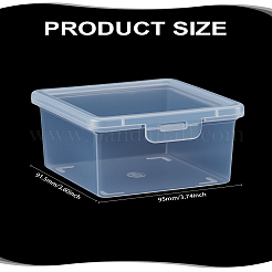 ヒンジ付き蓋付き長方形PPプラスチックジュエリービーズ容器  透明  9.15x9.5x6cm  内径：7.9x8.3x5.7のCM&nbsp;AJEW-WH0460-066
