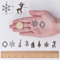 合金のチベット風チャーム  クリスマステーマ  アンティークシルバー  74x72x17mm  48個/箱&nbsp;TIBE-SC0002-06