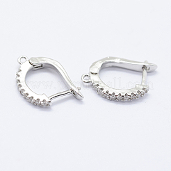 Brass Micro Pave Cubic Zirconia Hoop Earring Findings with Latch Back Closure&nbsp;KK-K220-08