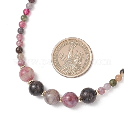 Round Natural Multicolor Tourmaline Graduated Beaded Necklaces&nbsp;NJEW-JN05952-02