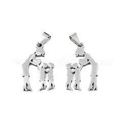 変色しない201ステンレススチールペンダント  レーザー切断  人間  ステンレス鋼色  27x15.5x1.5mm  穴：3.5mm&nbsp;STAS-T044-288P