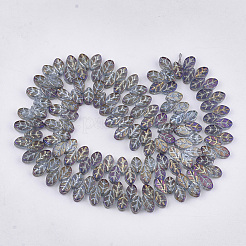電気メッキガラスビーズセット  葉  スレートブルー  11x7x4mm  穴：0.8mm  約140個/連  23.6インチ&nbsp;EGLA-T017-01K