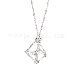 304 Stainless Steel Empty Macrame Pouch Pendant Singapore Chain Necklaces&nbsp;NJEW-JN05284-01