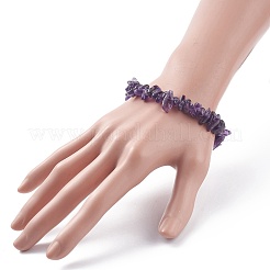 天然アメジストチップビーズジュエリーセット  女性用ジェムストーンストレッチブレスレット＆ダングルピアス  プラチナ  35mm  ピン：0.5mm  内径：2-1/8インチ（55mm）&nbsp;X-SJEW-JS01232-03