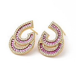 Cubic Zirconia Teardrop Stud Earrings&nbsp;KK-E060-12G