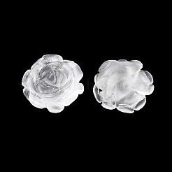 ガラスビーズ  花  ホワイト  19.5~25.5x19.5~25.5x7.5~9.5mm  穴：0.8~1.2mm&nbsp;G-S390-03G