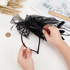Polyester Mesh Veil Hair Bands&nbsp;OHAR-WH0034-12A