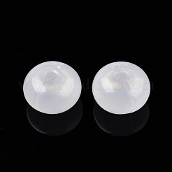 グリッターパウダービーズ入り不透明アクリル  そろばん  ホワイト  13.5x8.5mm  穴：3mm&nbsp;SACR-G024-08