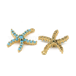 Brass Micro Pave Deep Sky Blue Cubic Zirconia Pendants&nbsp;CU-CBAF17A-07G-03