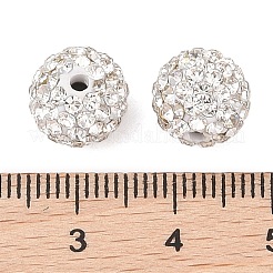 樹脂粘土ラインストーンビーズ  グレードA  ラウンド舗装ディスコボールビーズ  クリスタル  pp12（1.8~1.9mm）  10mm  穴：1.5mm&nbsp;LS-RB-N006-70