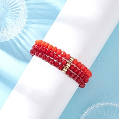 3Pcs Faceted Imitation Jade & Opaque Glass Rondelle Beaded Stretch Bracelets for Women&nbsp;BJEW-JB12563-05