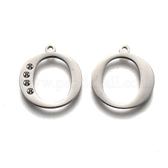 Tarnish Resistant 304 Stainless Steel Letter Pendant Rhinestone Settings&nbsp;STAS-Y006-61P-O