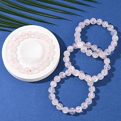 天然ローズクォーツラウンドビーズストレッチブレスレット（女性用）  内径：2-1/4インチ（5.8cm）&nbsp;BJEW-Q056-01B