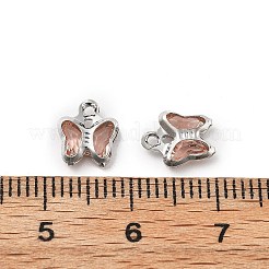 ガラスチャーム  蝶  真鍮パーツ  長持ちメッキ  プラチナ  モカシン  8.5x7x2mm  穴：1mm&nbsp;KK-R216-19P-07