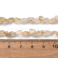 天然石ゴールドルチルクォーツビーズ連売り  ナゲット  5~9x4~6x3~4.5mm  穴：0.7mm  約75~89個/連  15.35''（39cm）〜15.94''（40.5cm）&nbsp;G-I389-A25
