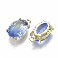 ガラスチャーム  真鍮パーツ  多面カット  オーバル  ゴールドカラー  カラフル  17x13.5x7mm  穴：1.5mm&nbsp;GLAA-S179-04J