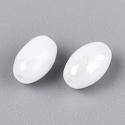 不透明色光沢ガラスシードビーズ  丸い穴  オーバル  ホワイト  6.5~7x4~4.5mm  穴：0.9~1mm  約2645個/ポンド&nbsp;SEED-N008-02A-01