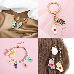 60Pcs 6 Colors Alloy Enamel Pendants&nbsp;ENAM-CJ0003-82