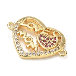 Mother's Day Brass Micro Pave Cubic Zirconia Connector Charms&nbsp;CU-CBAC7ED-01A-G