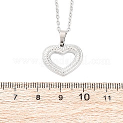 Hollow Heart 304 Stainless Steel Pendant Necklaces&nbsp;NJEW-M096-13P