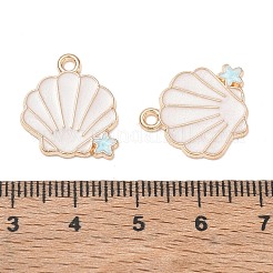 合金エナメルチャーム  貝殻の形とヒトデのチャーム  ゴールドカラー  ホワイト  18x16x1mm  穴：1.6mm&nbsp;AL-CBAX434-01C