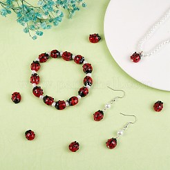 2連売り手作りランプワークビーズ  てんとう虫  レッド  10.5~14x9~11x5~8mm  穴：1~2mm  約20個/連  8.86インチ〜9.06インチ（22.5~23cm）&nbsp;LAMP-SZ0001-22