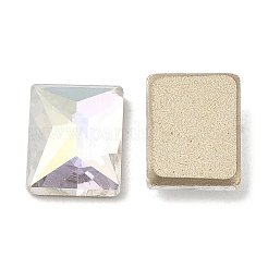 K9ガラスラインストーンカボション  フラットバック＆バックメッキ  多面カット  長方形  ミックスカラー  10x8x3.5mm&nbsp;RGLA-N002-09B