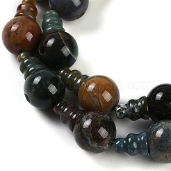 Natural Indian Agate 3-Hole Guru Beads Strands&nbsp;G-H064-E02-01